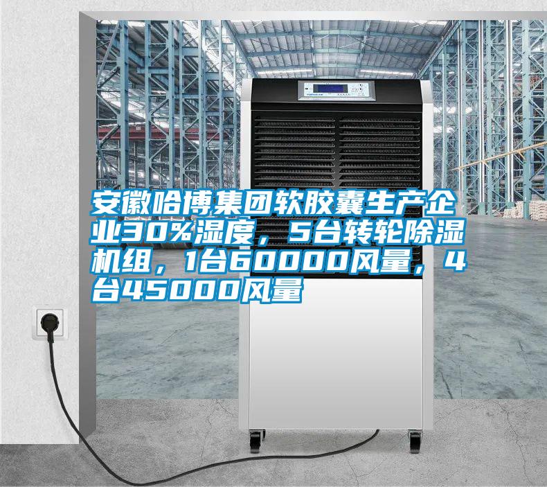 安徽哈博集團軟膠囊生產企業30%濕度，5臺轉輪除濕機組，1臺60000風量，4臺45000風量