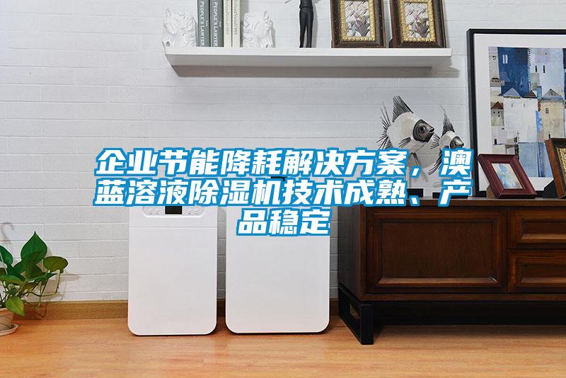 企業節能降耗解決方案，澳藍溶液除濕機技術成熟、產品穩定