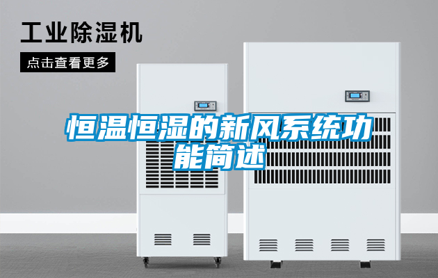 恒溫恒濕的新風系統功能簡述
