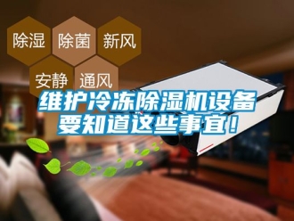 行業新聞維護冷凍除濕機設備要知道這些事宜！